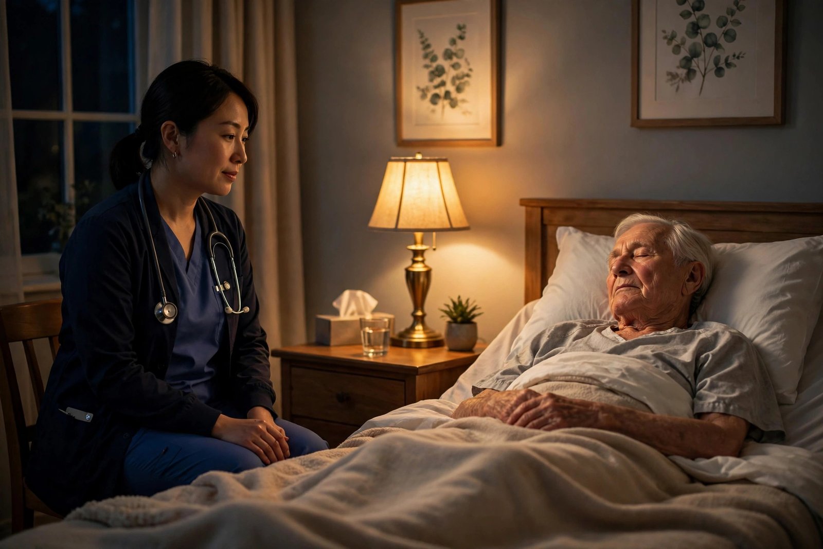 Caregiver at a patient's bedside