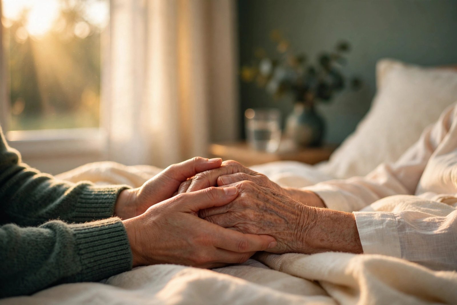 Hospice nurse visiting a patient at home