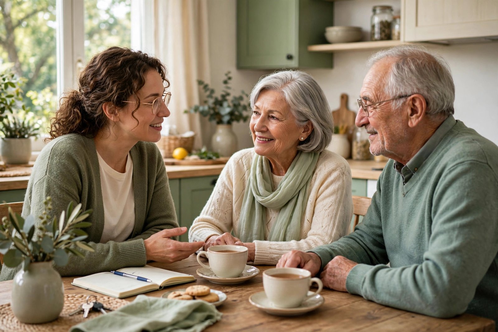 Caregiver guiding a senior